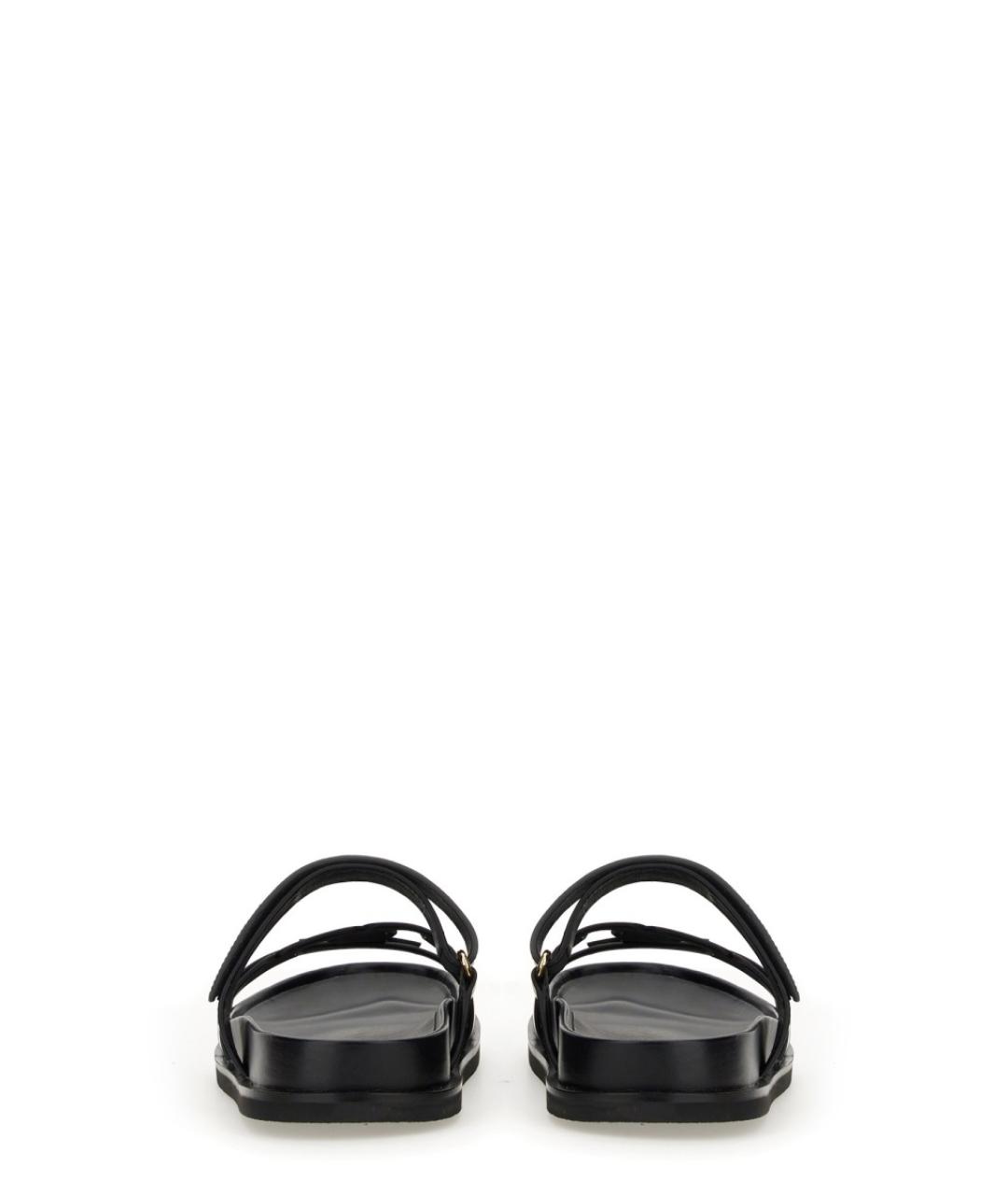TORY BURCH Черные кожаные шлепанцы, фото 6