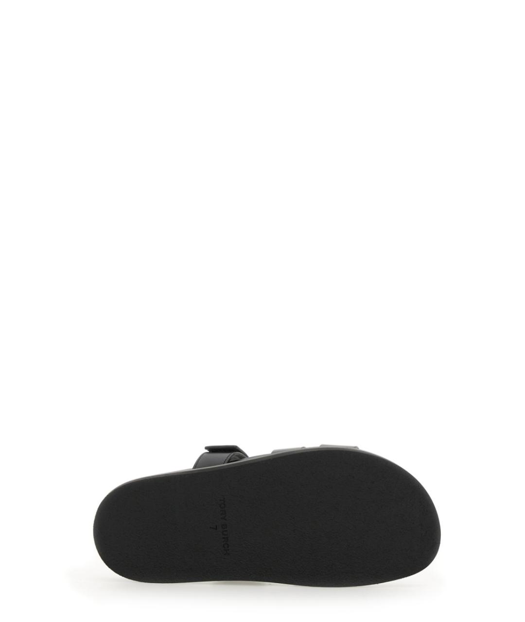 TORY BURCH Черные кожаные шлепанцы, фото 4