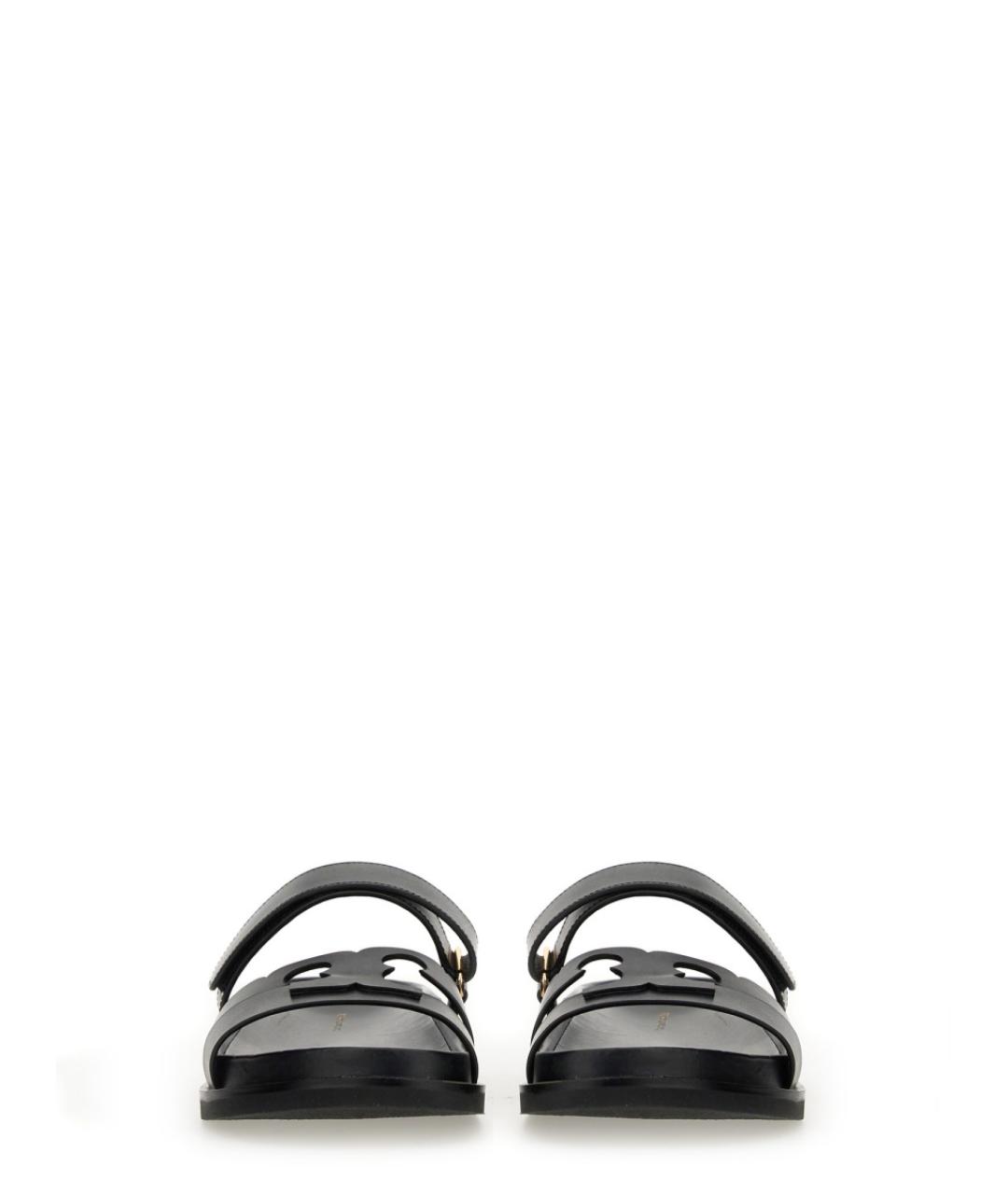 TORY BURCH Черные кожаные шлепанцы, фото 5