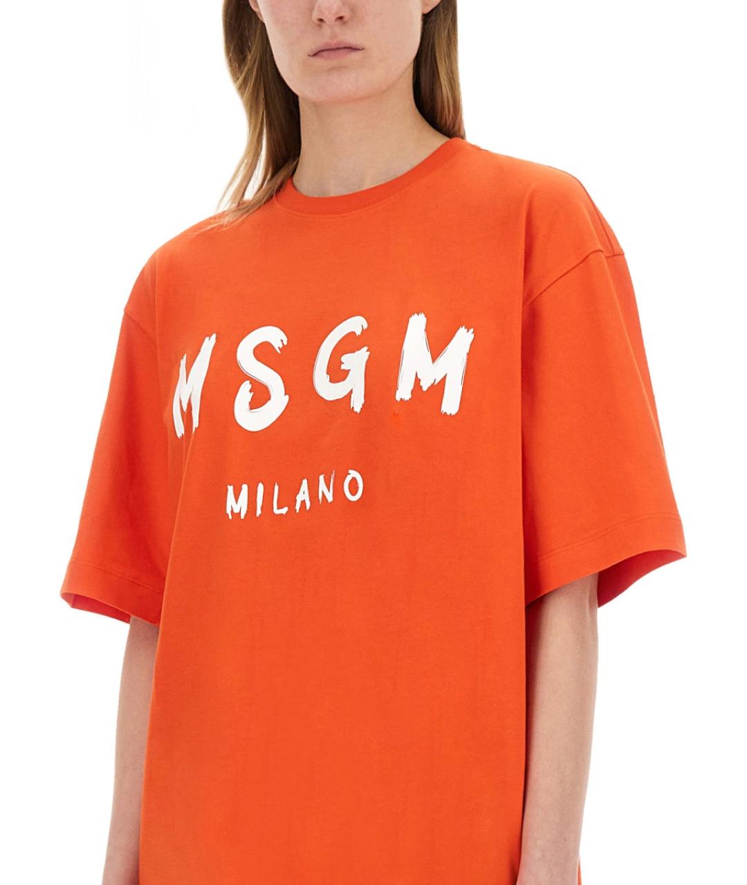 MSGM Оранжевое хлопковое повседневное платье, фото 5