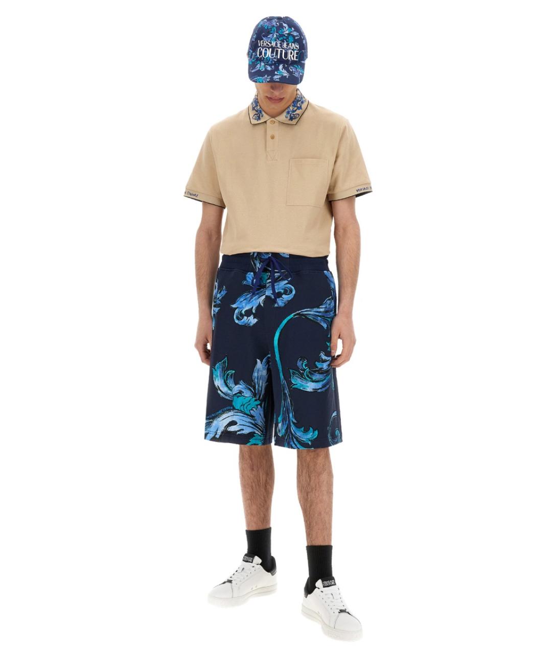 VERSACE JEANS COUTURE Бежевое хлопковое поло с коротким рукавом, фото 2
