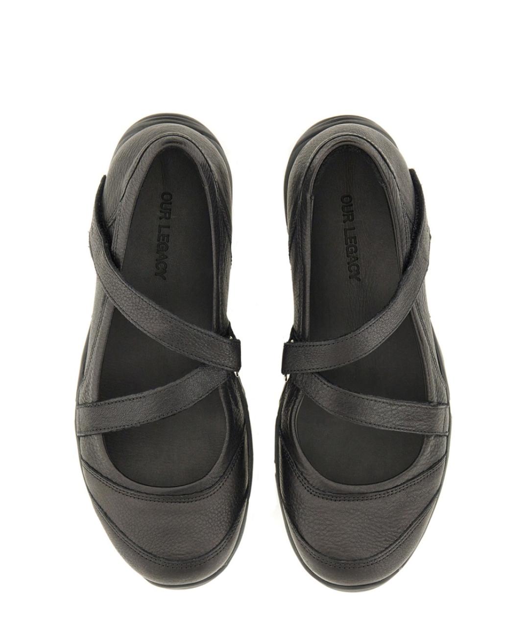 OUR LEGACY Черные кожаные балетки, фото 5