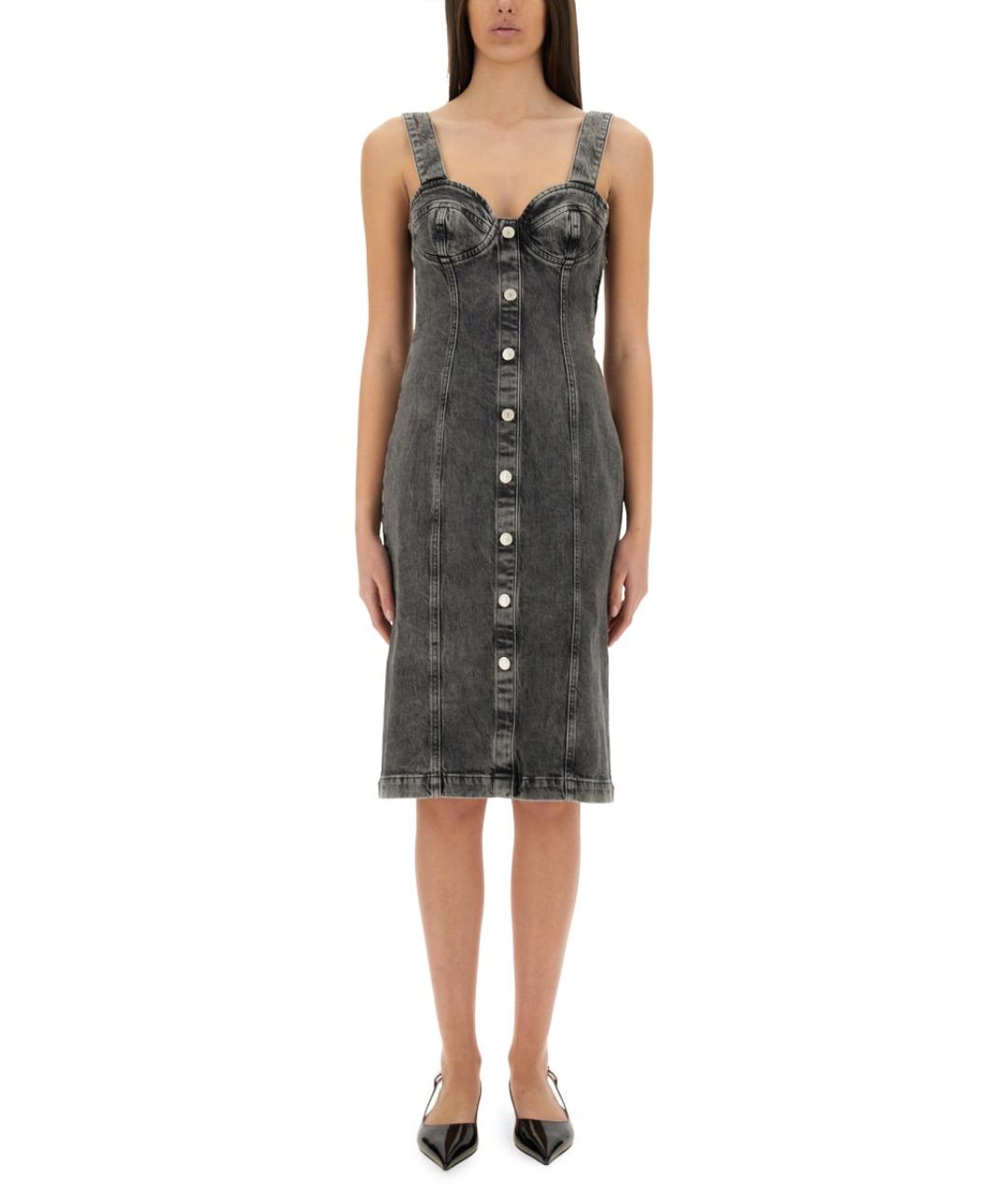 MOSCHINO JEANS Серое хлопковое повседневное платье, фото 5