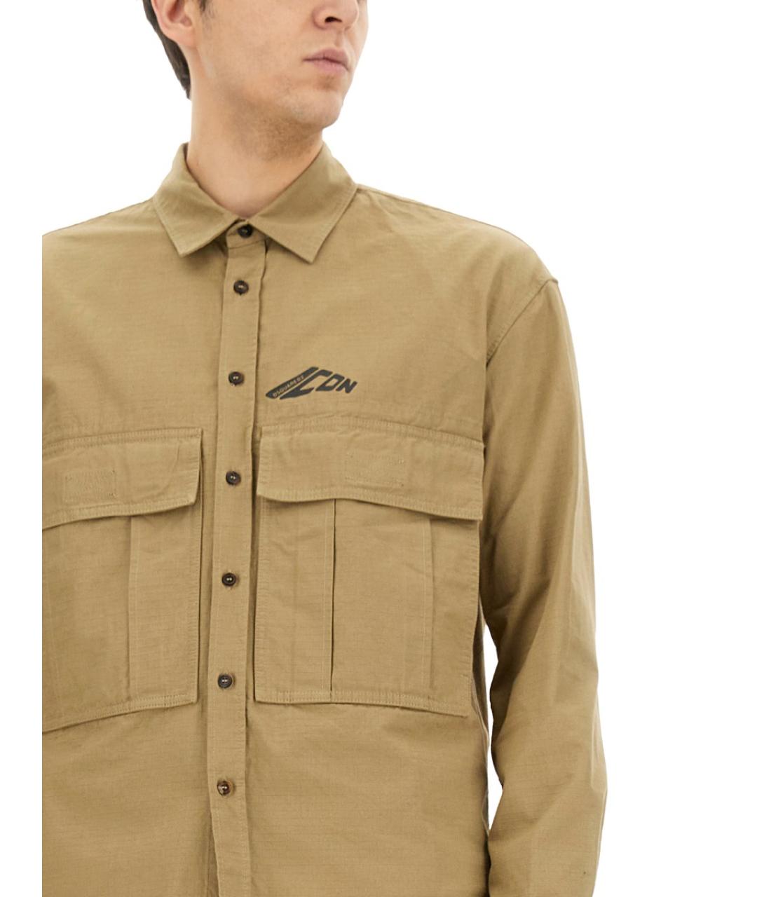 DSQUARED2 Коричневая хлопковая кэжуал рубашка, фото 4