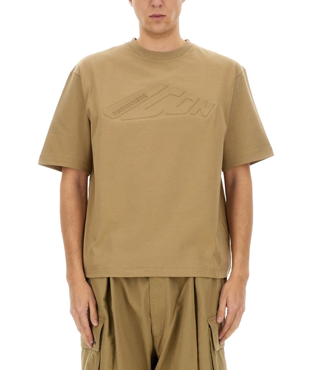 DSQUARED2 Бежевая хлопковая футболка, фото 5