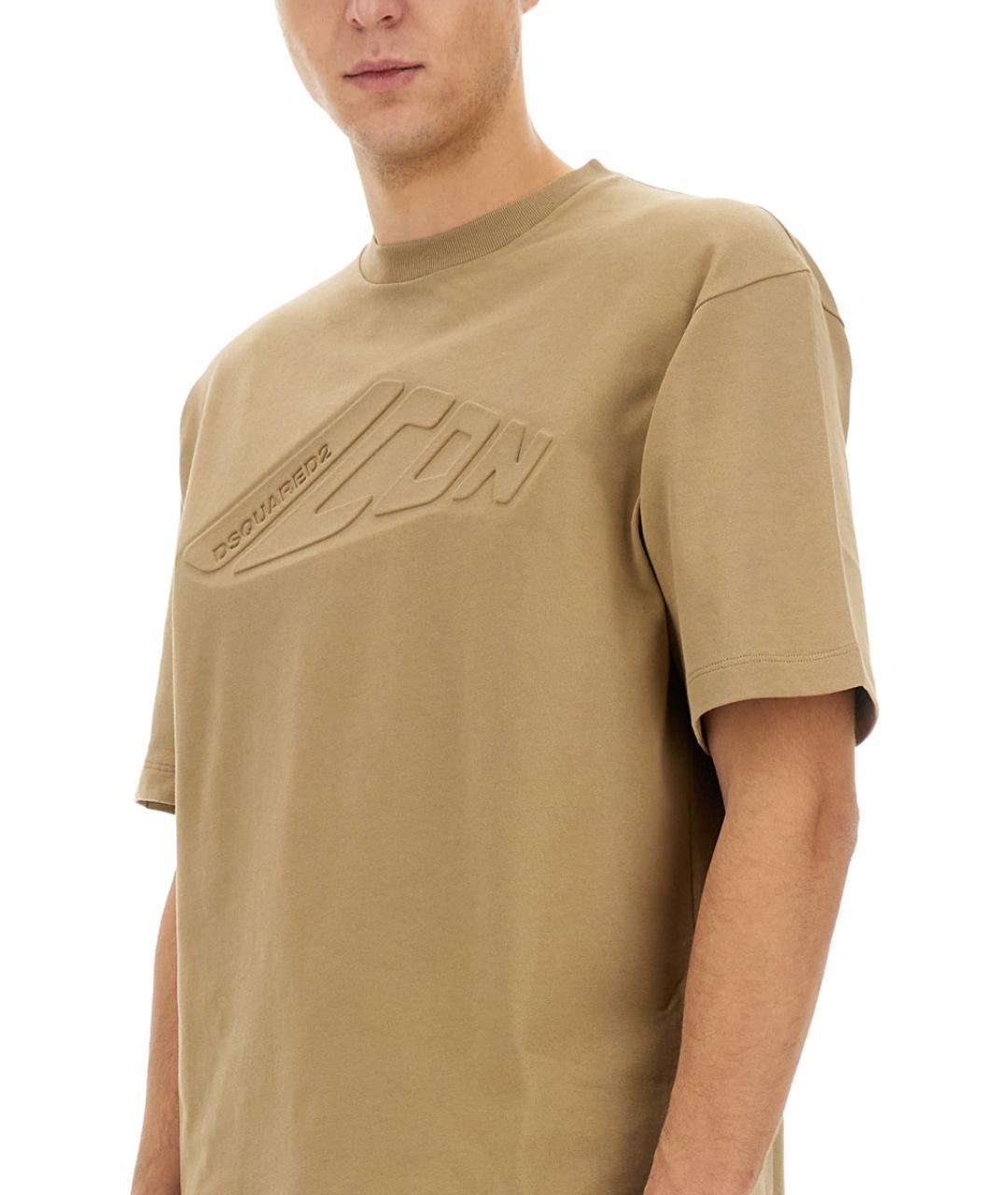 DSQUARED2 Бежевая хлопковая футболка, фото 4