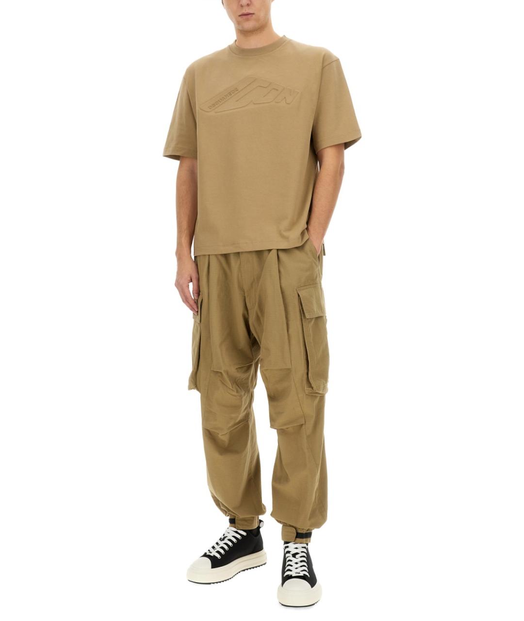 DSQUARED2 Бежевая хлопковая футболка, фото 2