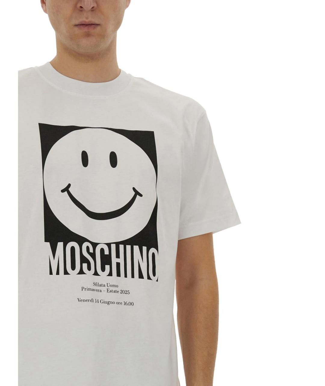 MOSCHINO Белая хлопковая футболка, фото 4