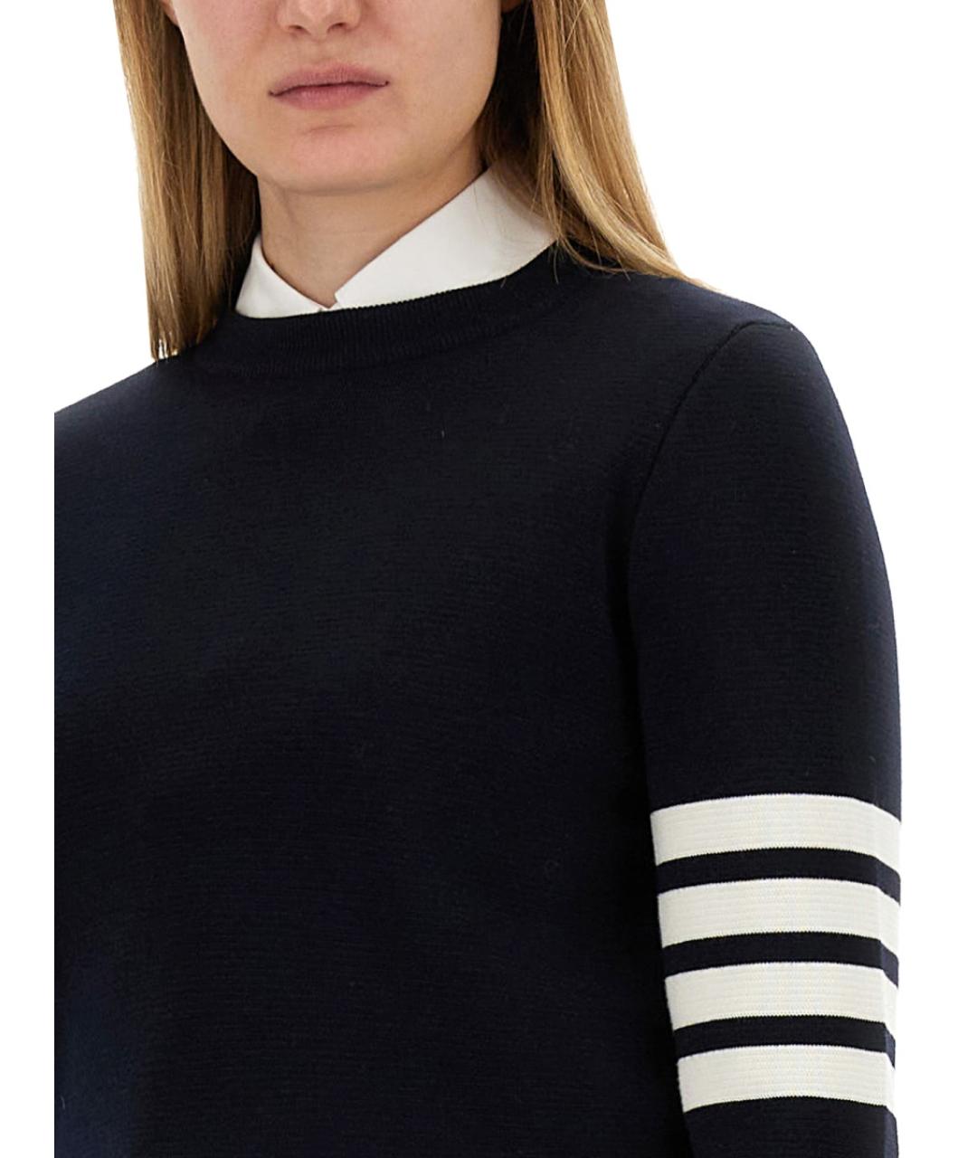THOM BROWNE Темно-синий шерстяной джемпер / свитер, фото 4