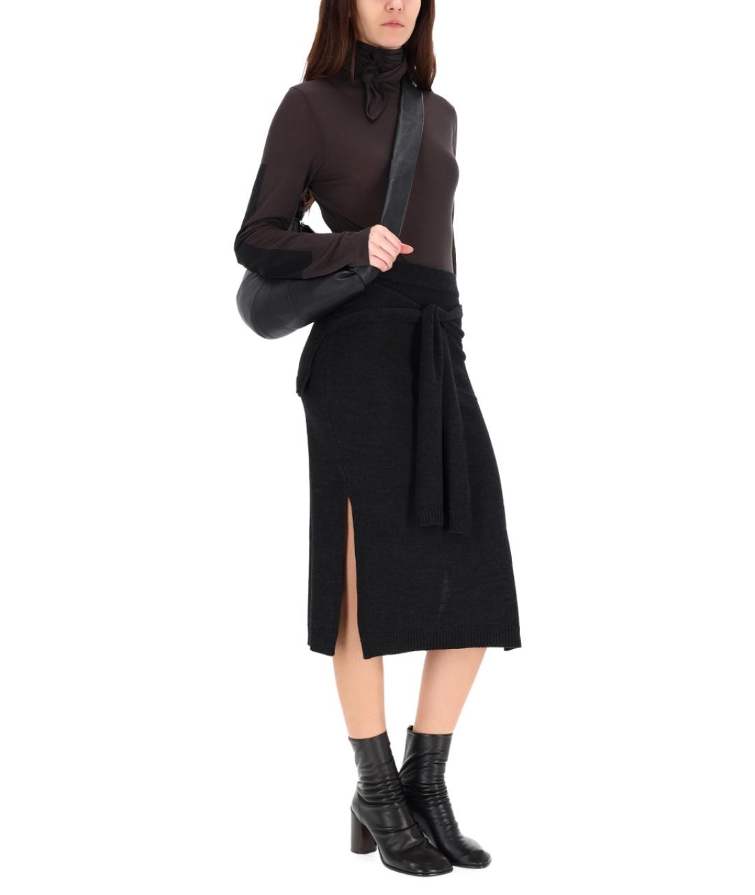 LEMAIRE Серая шерстяная юбка миди, фото 2