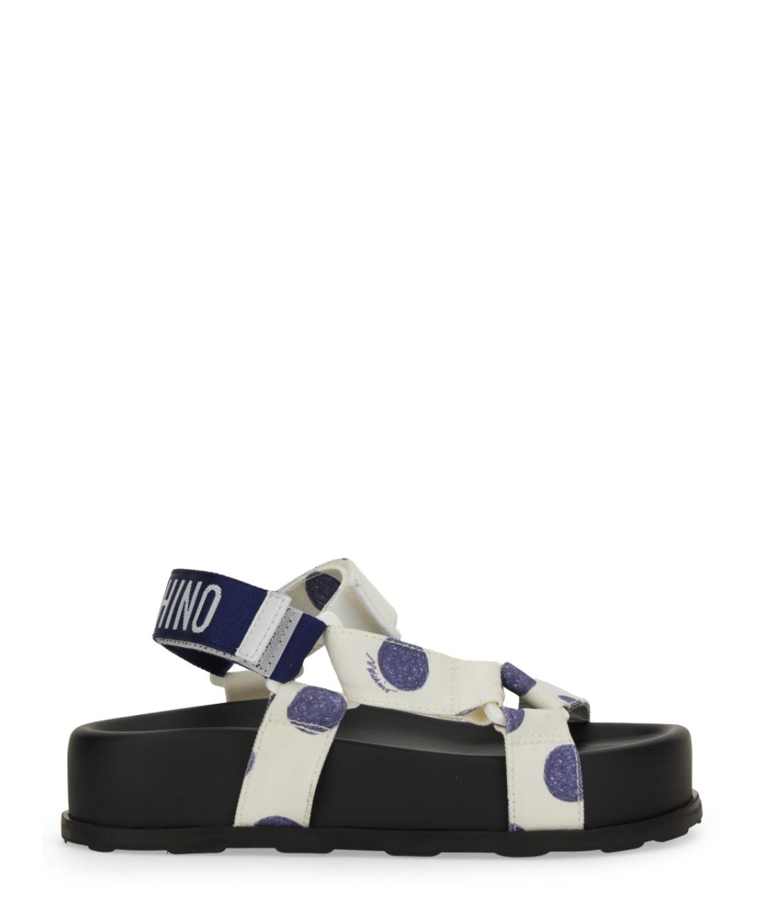 MOSCHINO Белые текстильные сандалии, фото 1