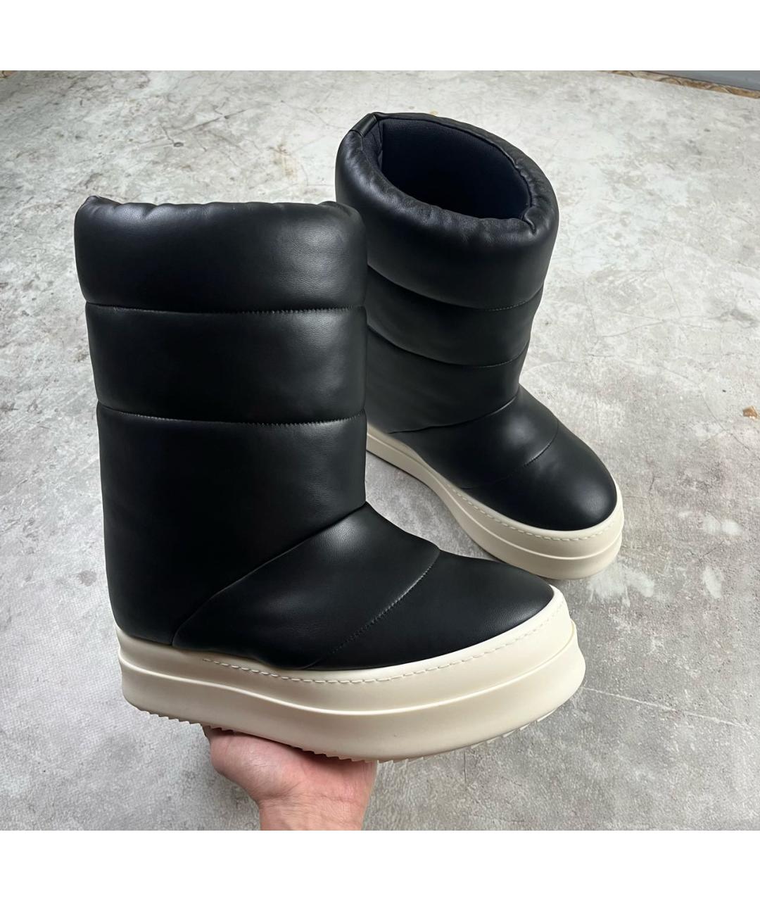 RICK OWENS Черные кожаные высокие ботинки, фото 4