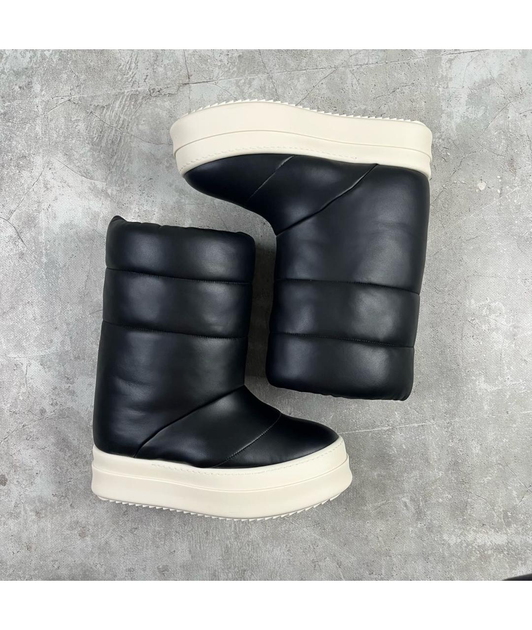 RICK OWENS Черные кожаные высокие ботинки, фото 2