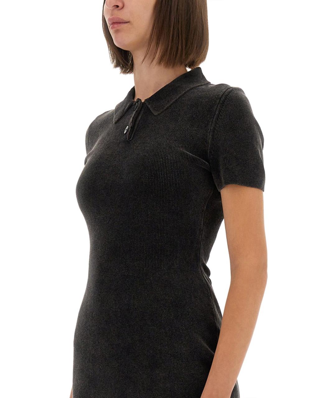 ALEXANDER WANG Антрацитовое хлопковое повседневное платье, фото 4