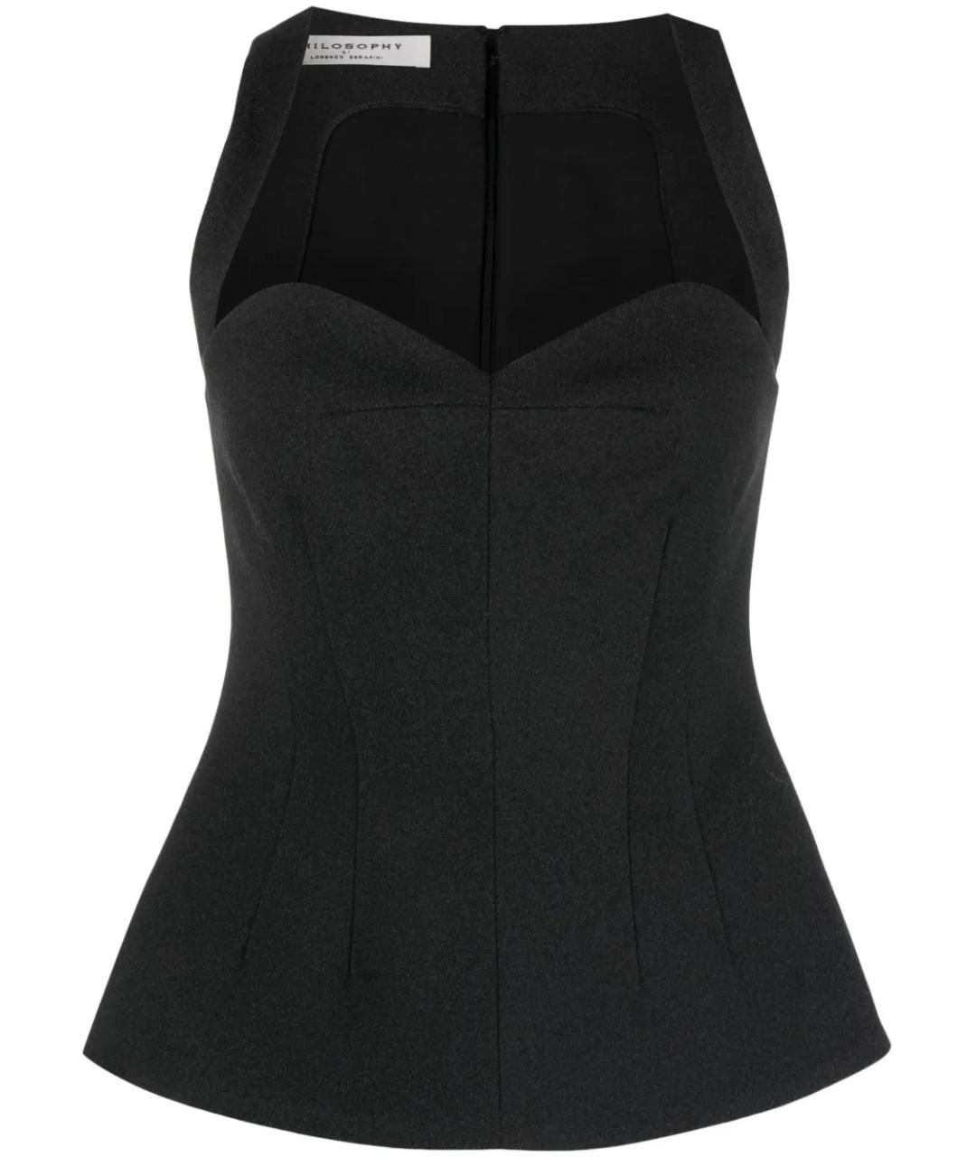 PHILOSOPHY DI LORENZO SERAFINI Черная полиэстеровая блузы, фото 1