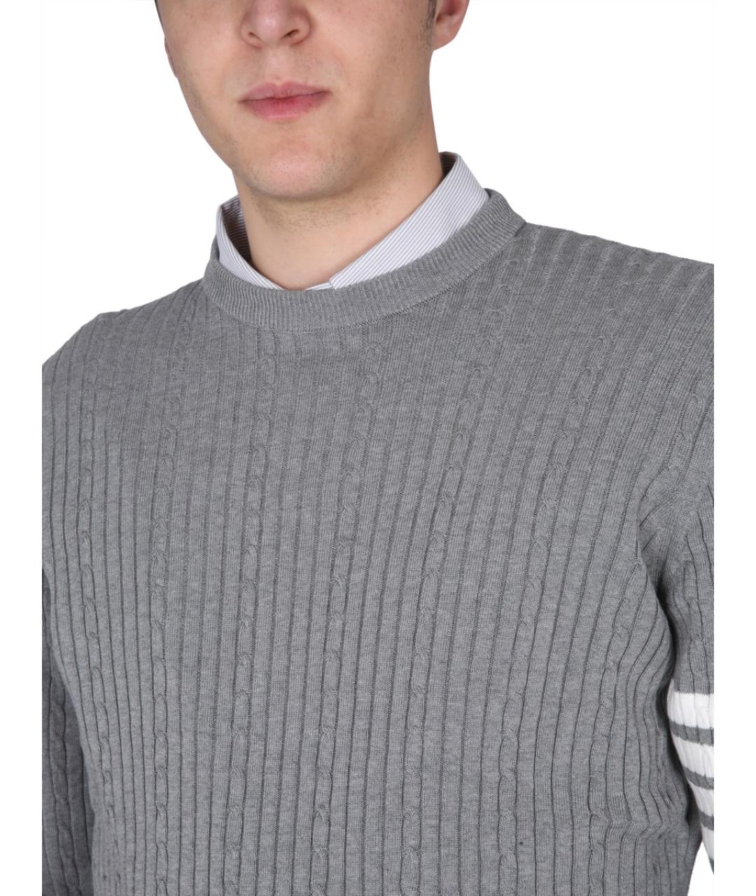 THOM BROWNE Серый хлопковый джемпер / свитер, фото 4