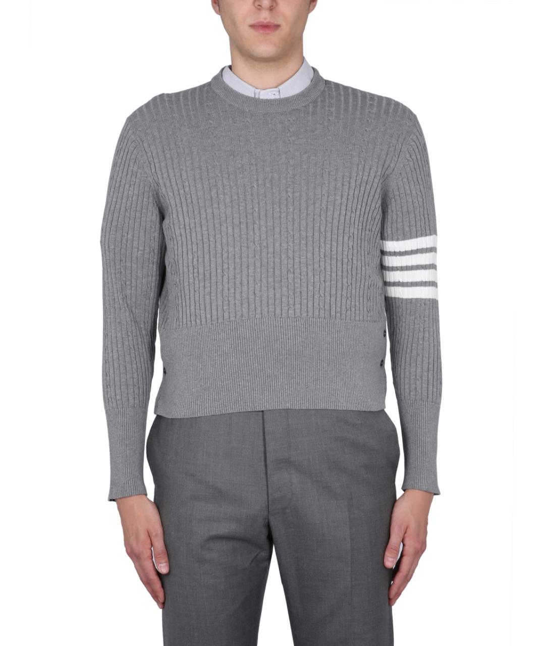 THOM BROWNE Серый хлопковый джемпер / свитер, фото 5