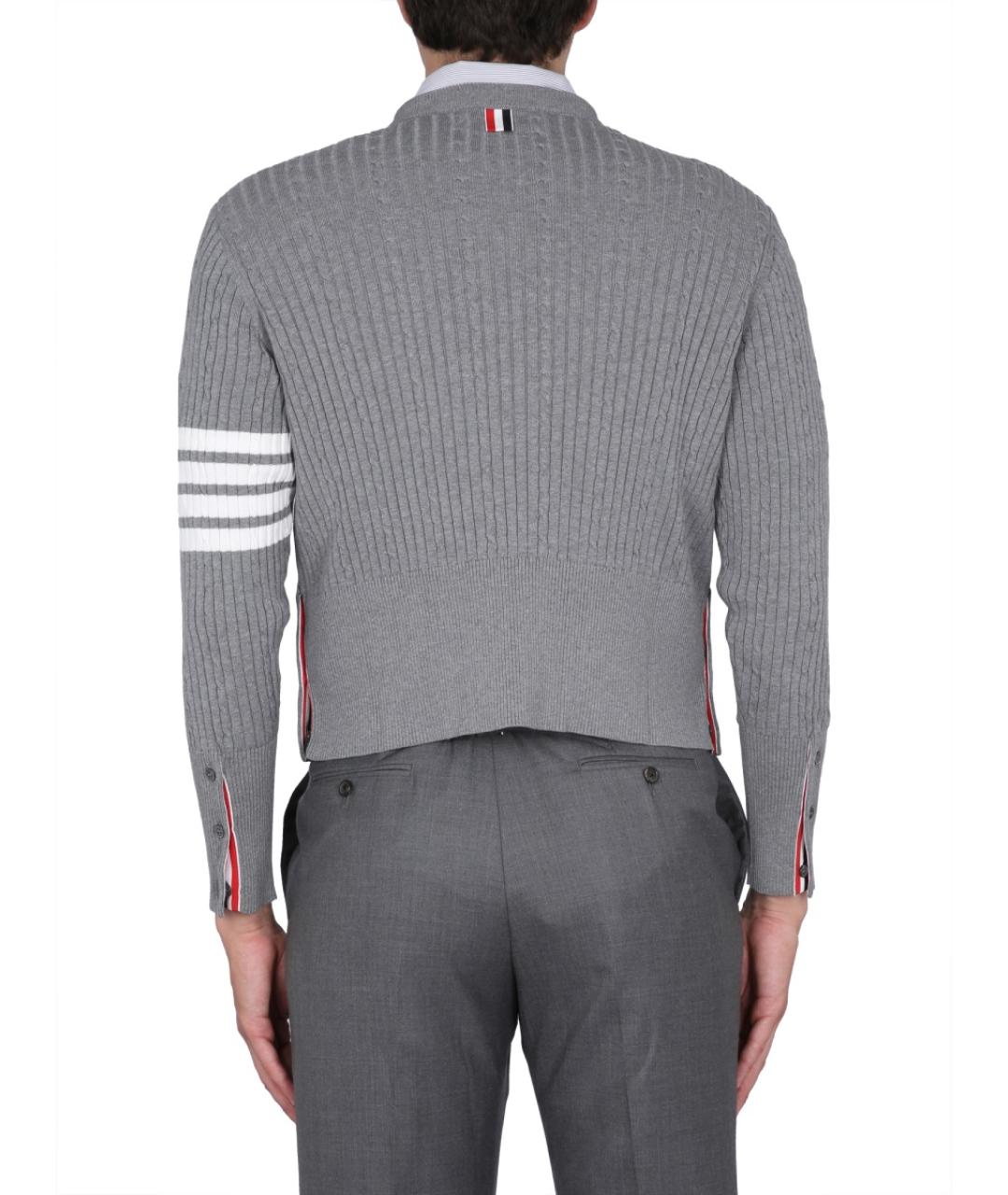 THOM BROWNE Серый хлопковый джемпер / свитер, фото 3