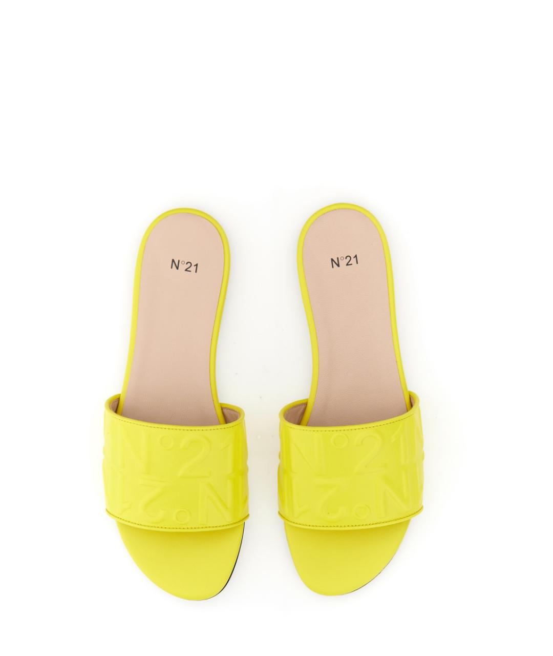 NO. 21 Желтые кожаные шлепанцы, фото 2