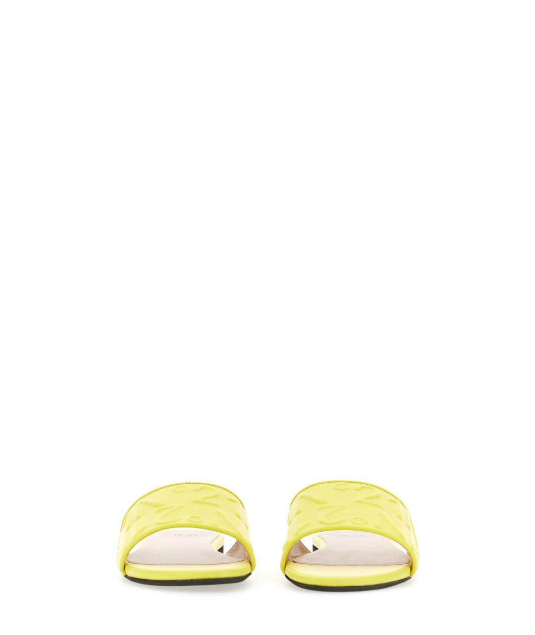 NO. 21 Желтые кожаные шлепанцы, фото 4