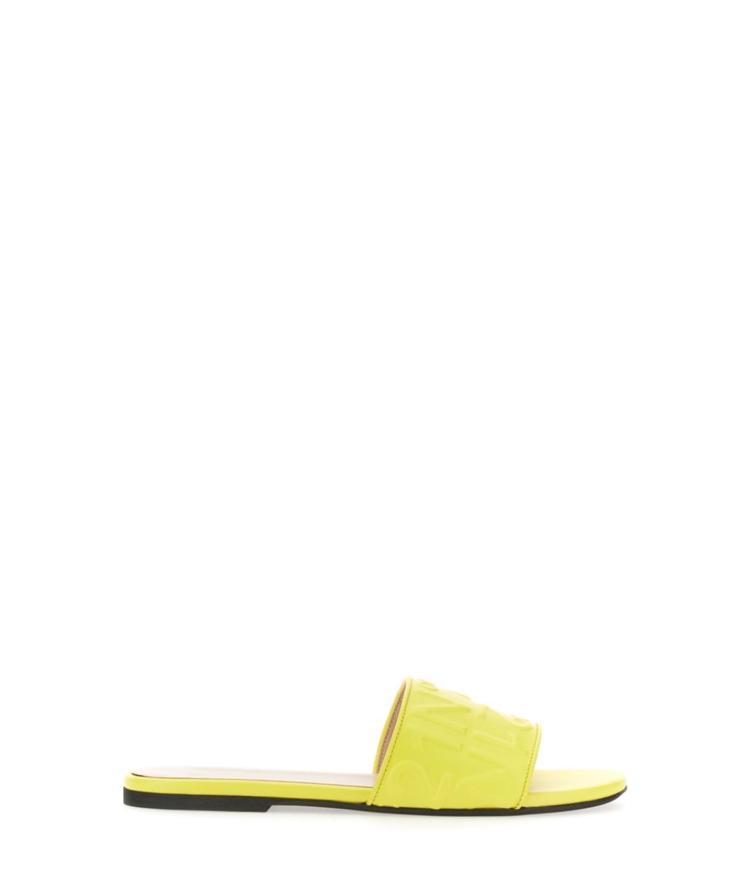 NO. 21 Желтые кожаные шлепанцы, фото 1