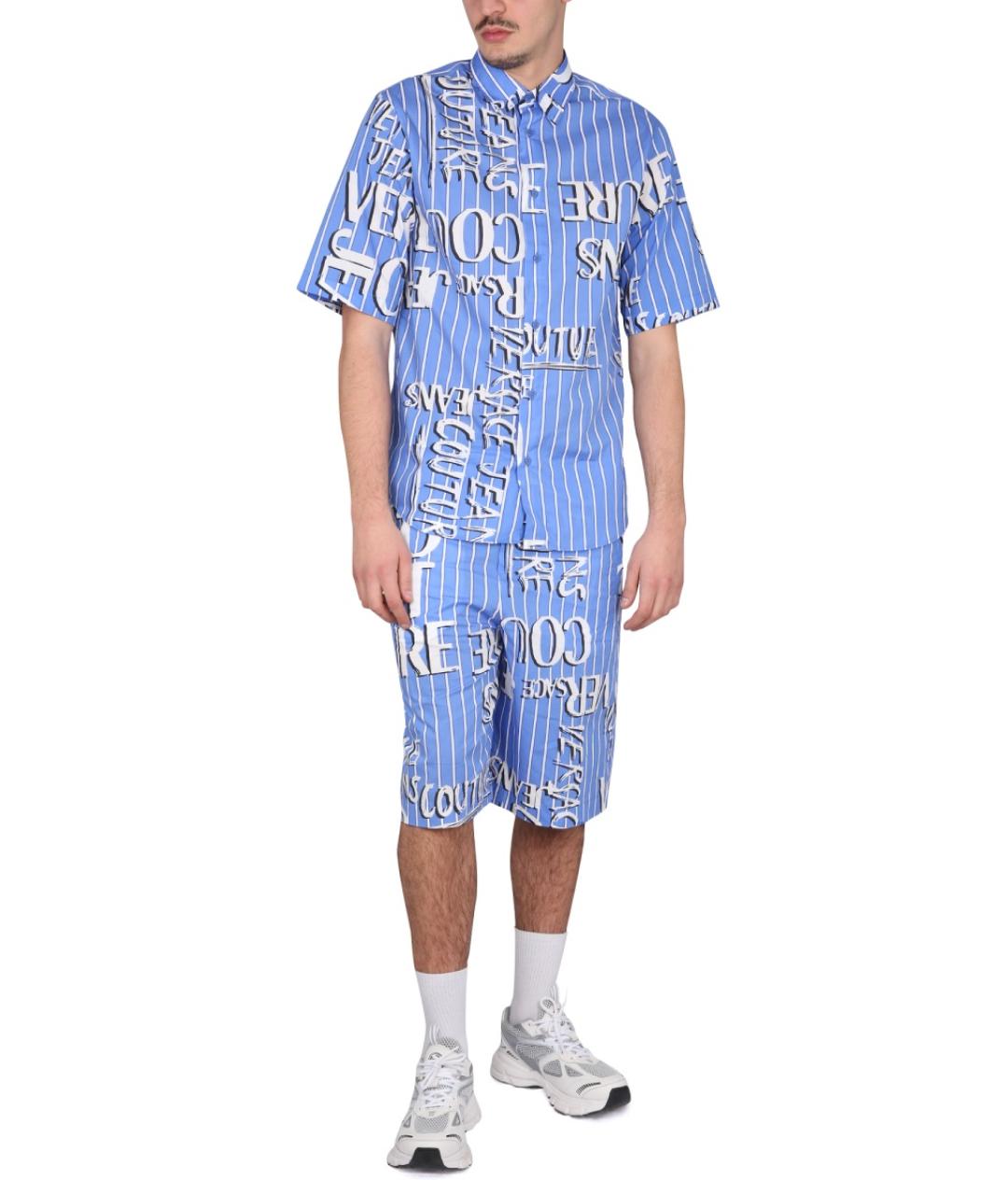 VERSACE JEANS COUTURE Голубые хлопковые шорты, фото 3