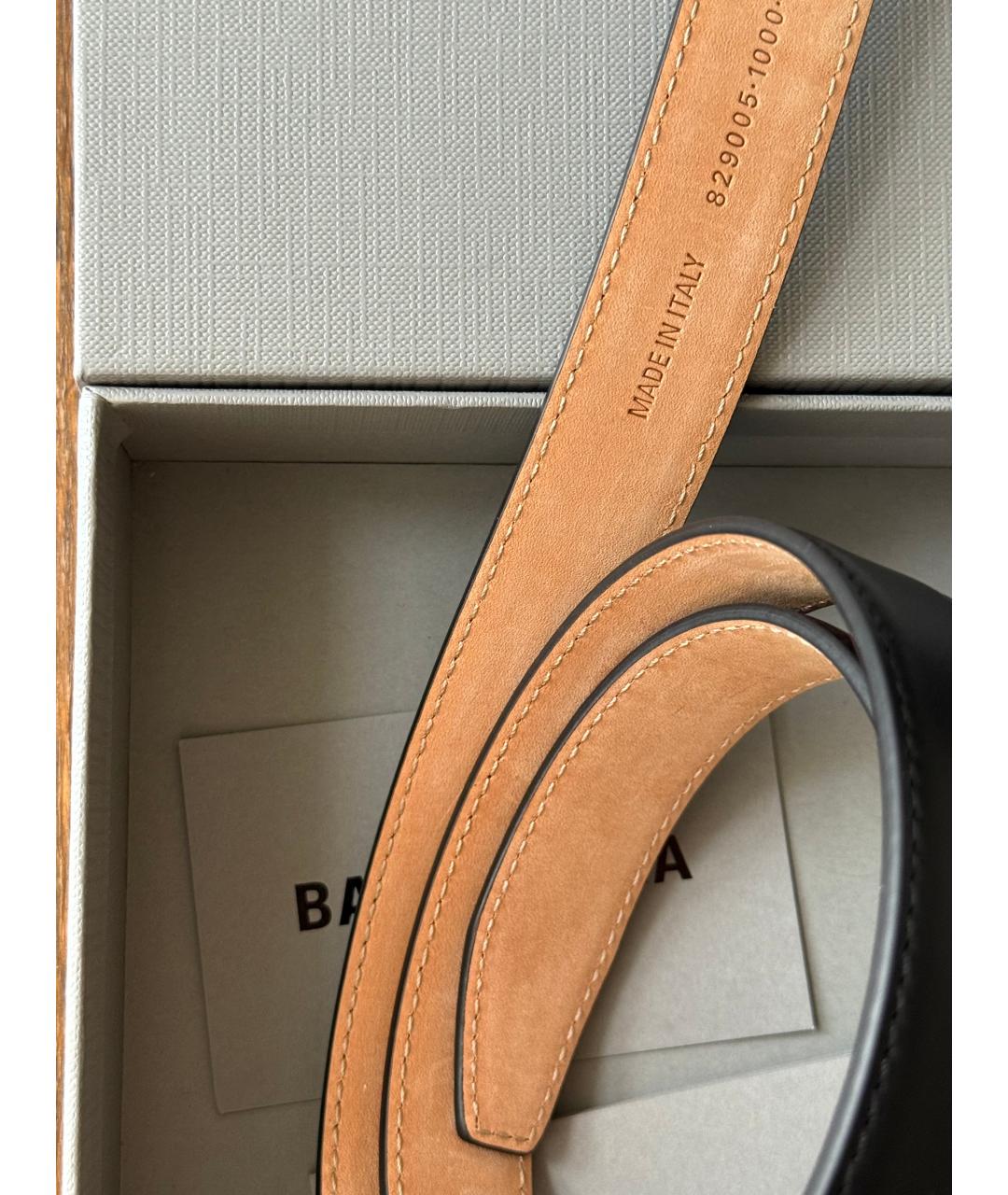 BALENCIAGA Черный кожаный ремень, фото 3