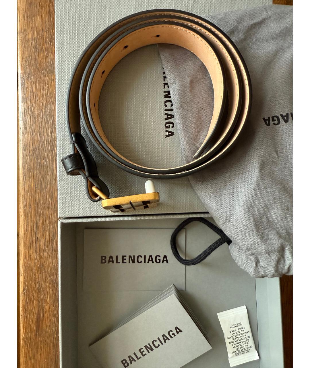 BALENCIAGA Черный кожаный ремень, фото 2