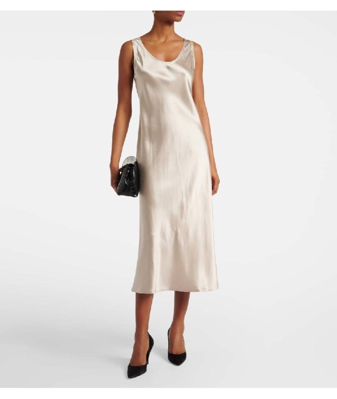 MAX MARA Бежевое шелковое коктейльное платье, фото 2