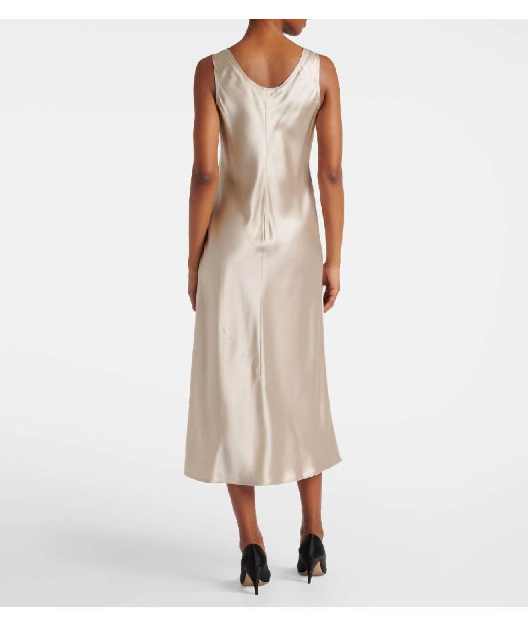 MAX MARA Бежевое шелковое коктейльное платье, фото 3