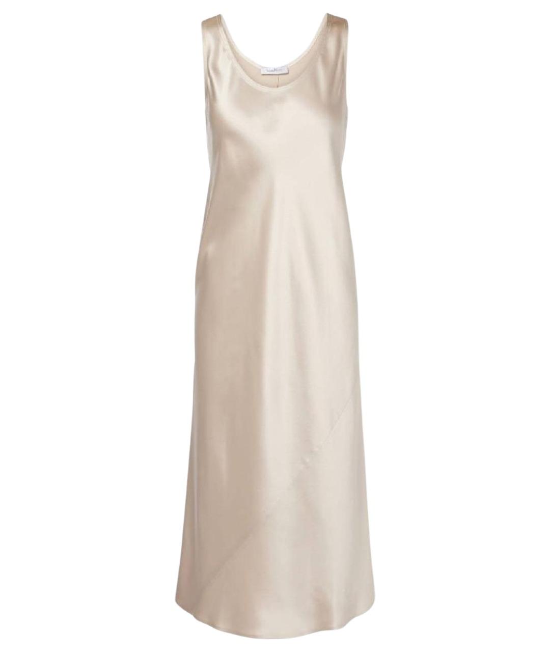 MAX MARA Бежевое шелковое коктейльное платье, фото 1