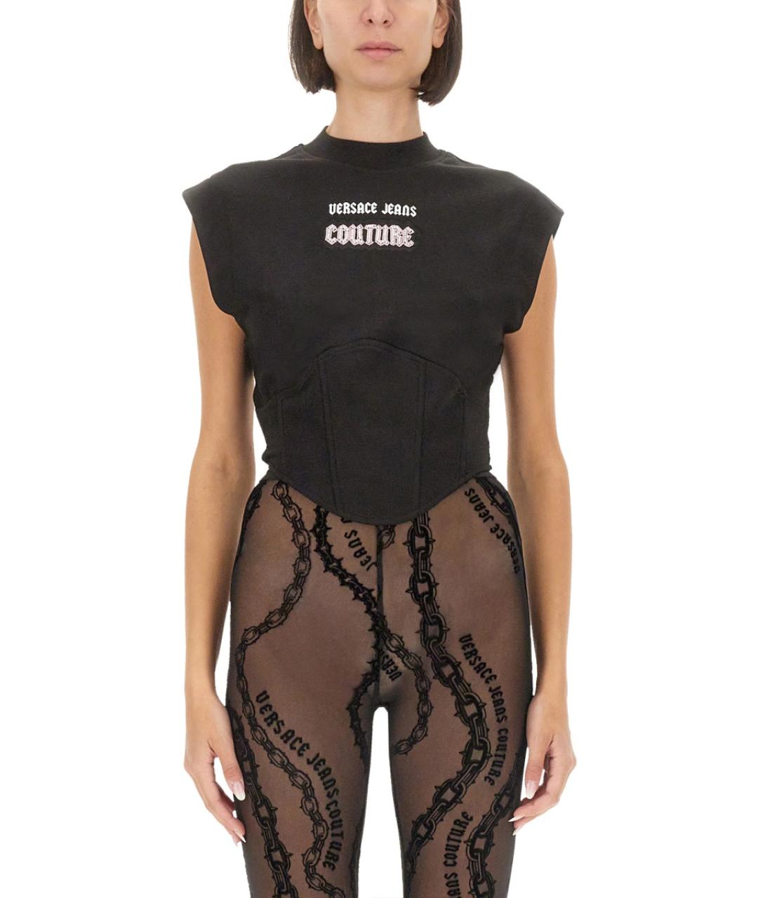 VERSACE JEANS COUTURE Черная хлопковая майка, фото 5