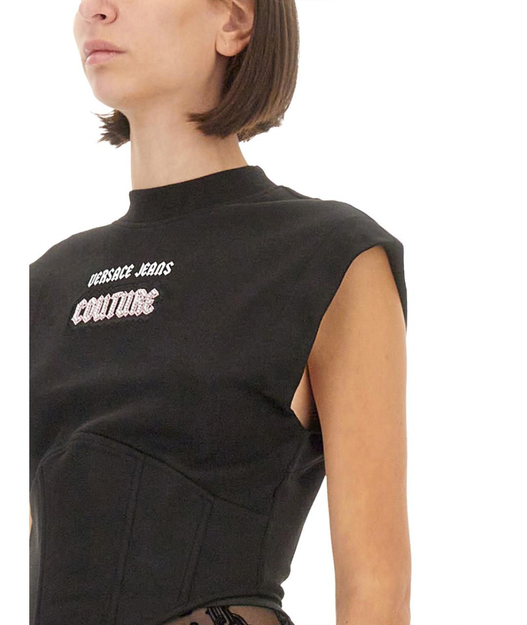 VERSACE JEANS COUTURE Черная хлопковая майка, фото 4