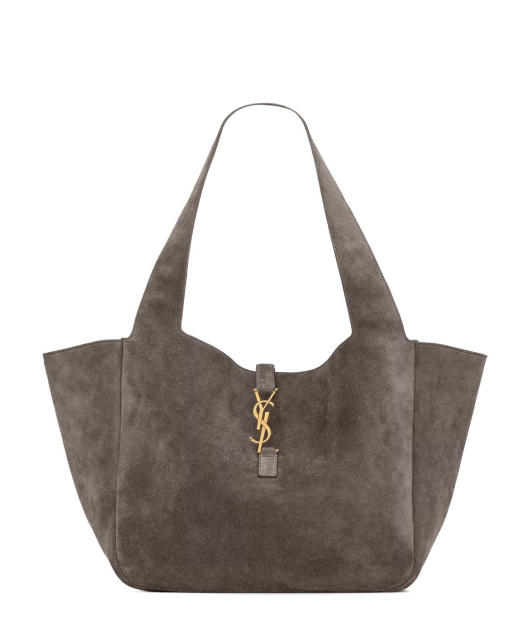 SAINT LAURENT Серая кожаная сумка тоут, фото 1