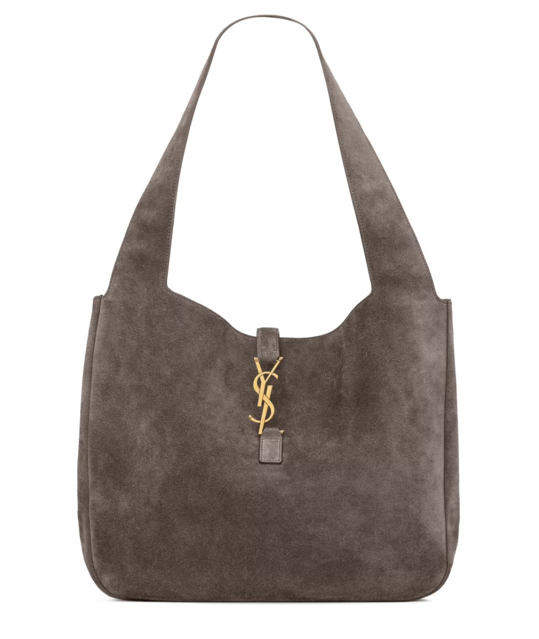 SAINT LAURENT Серая кожаная сумка тоут, фото 3