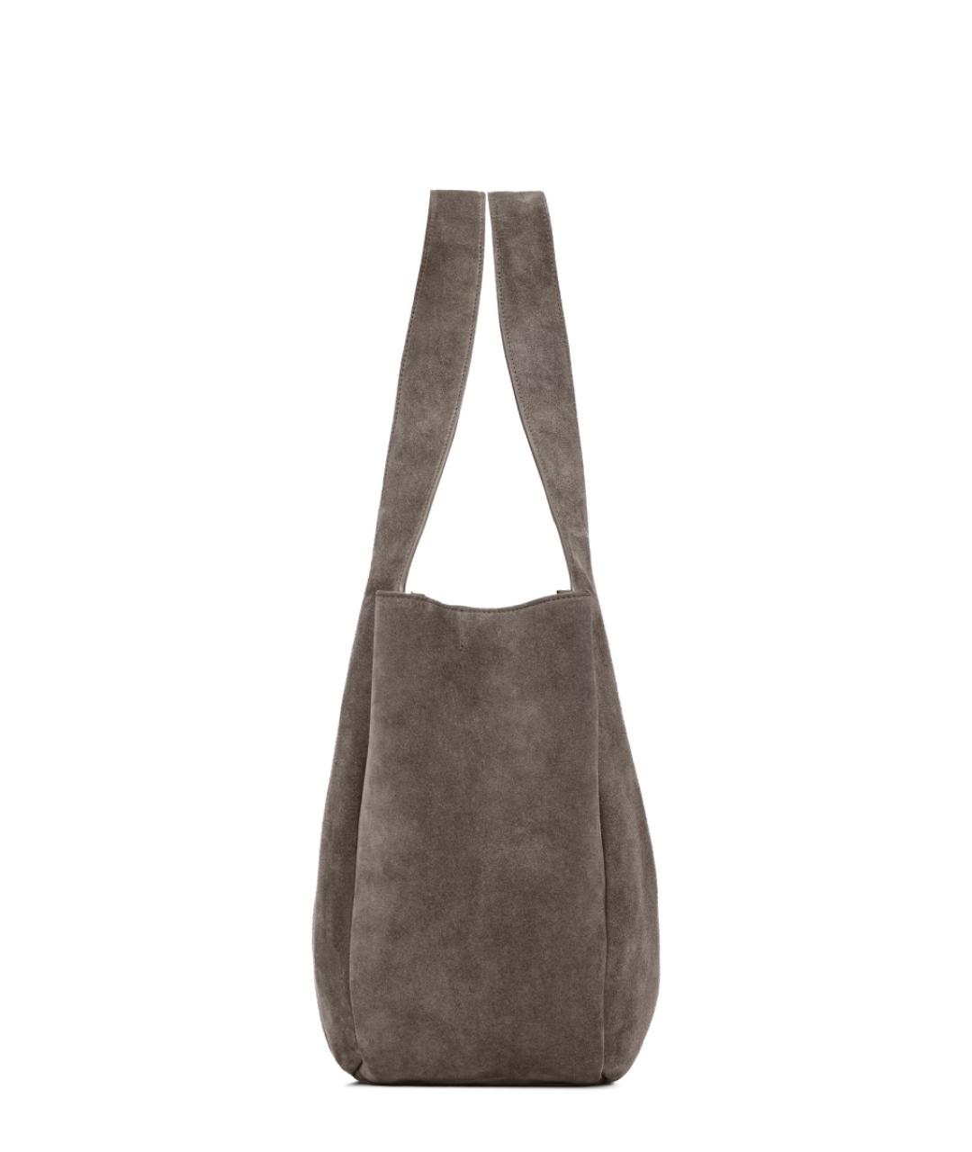 SAINT LAURENT Серая кожаная сумка тоут, фото 4