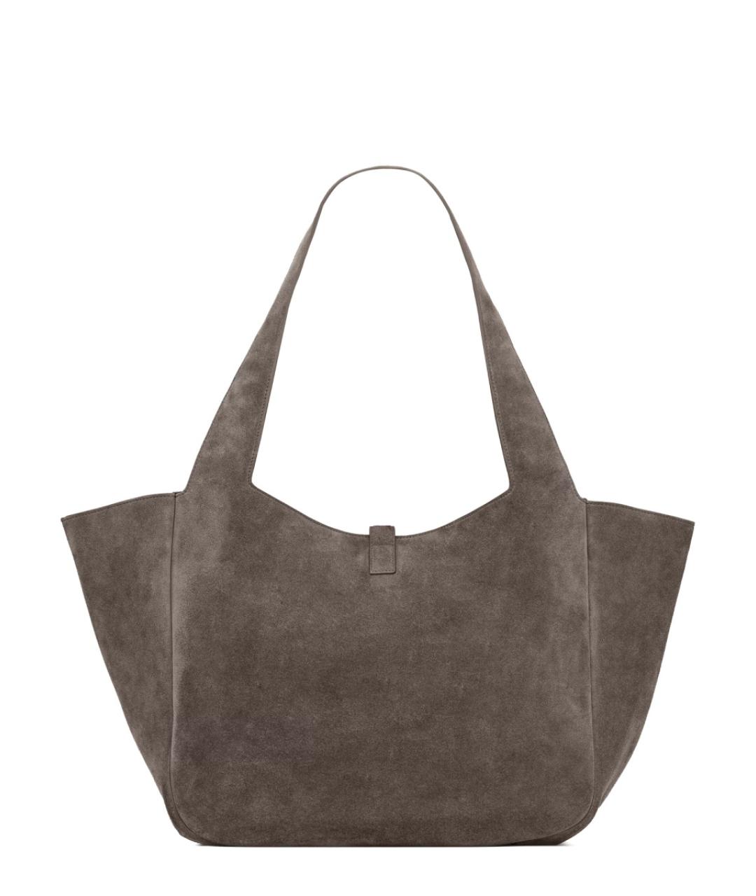 SAINT LAURENT Серая кожаная сумка тоут, фото 2