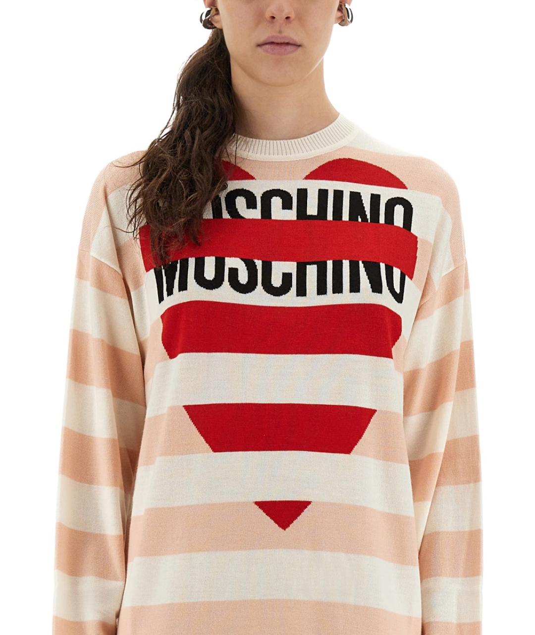 MOSCHINO JEANS Розовое шерстяное повседневное платье, фото 4