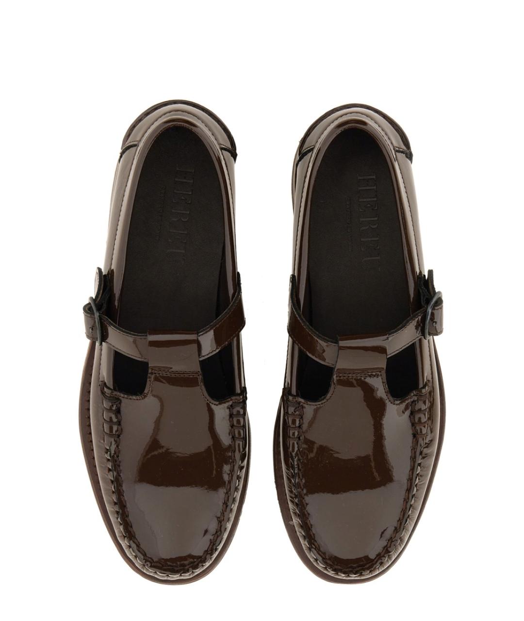 HEREU Коричневые мокасины из лакированной кожи, фото 6