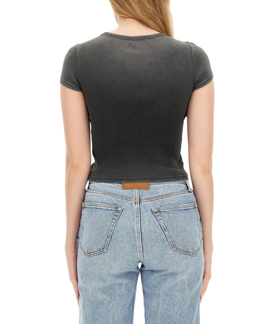 ALEXANDER WANG Серая хлопковая футболка, фото 3