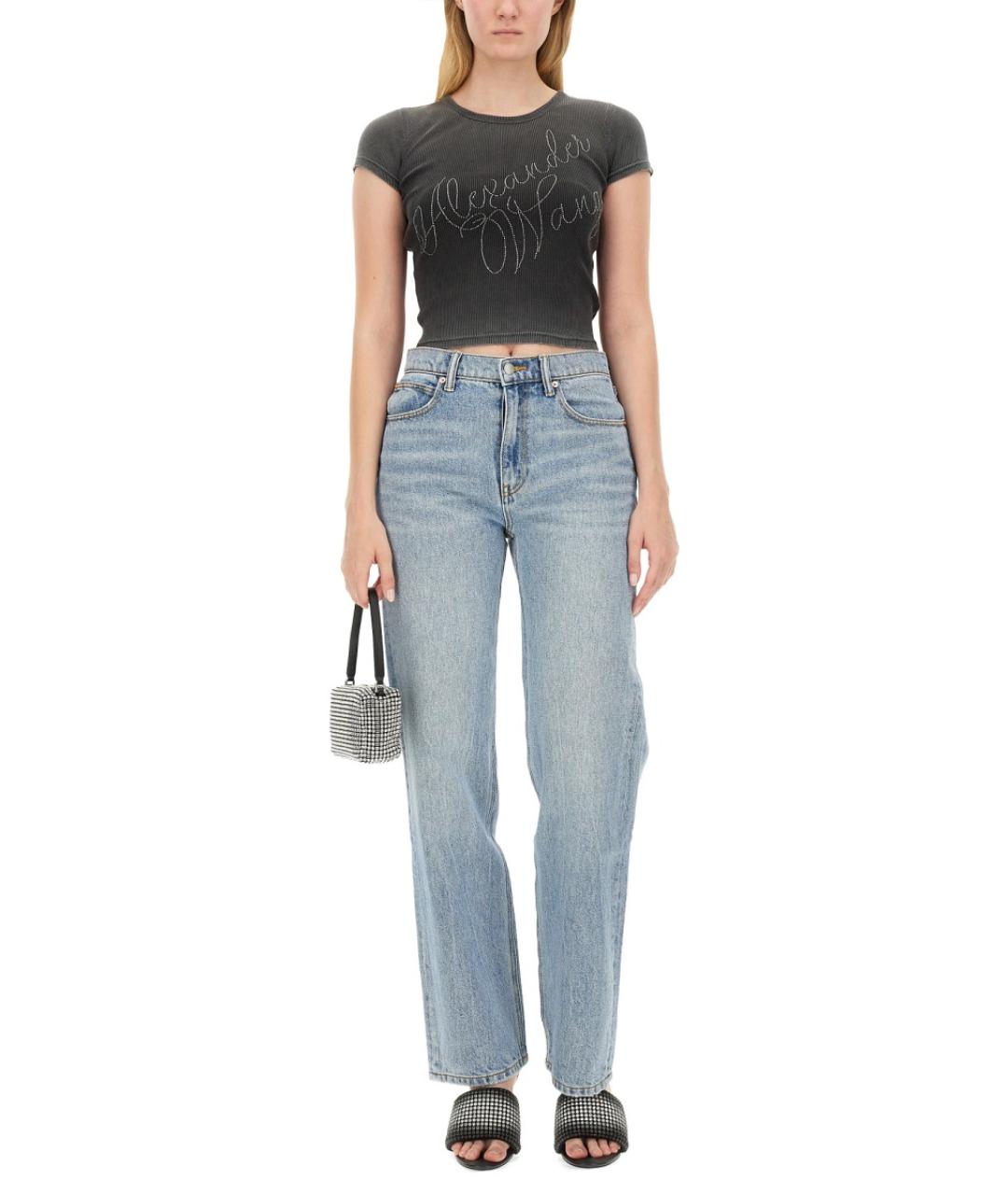 ALEXANDER WANG Серая хлопковая футболка, фото 2