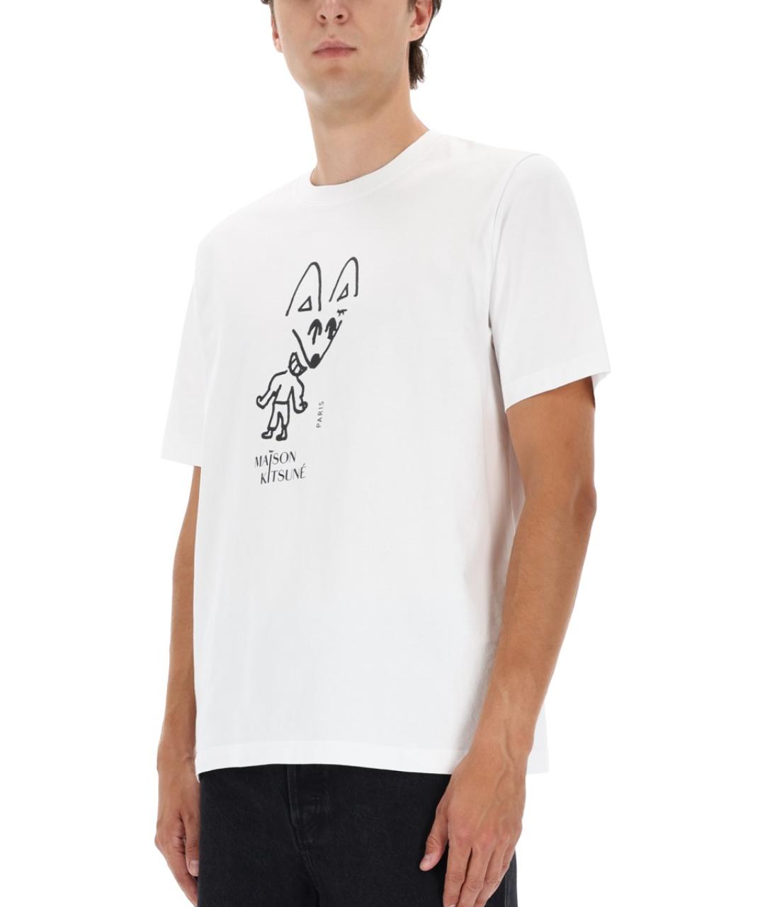 MAISON KITSUNE Белая хлопковая футболка, фото 4