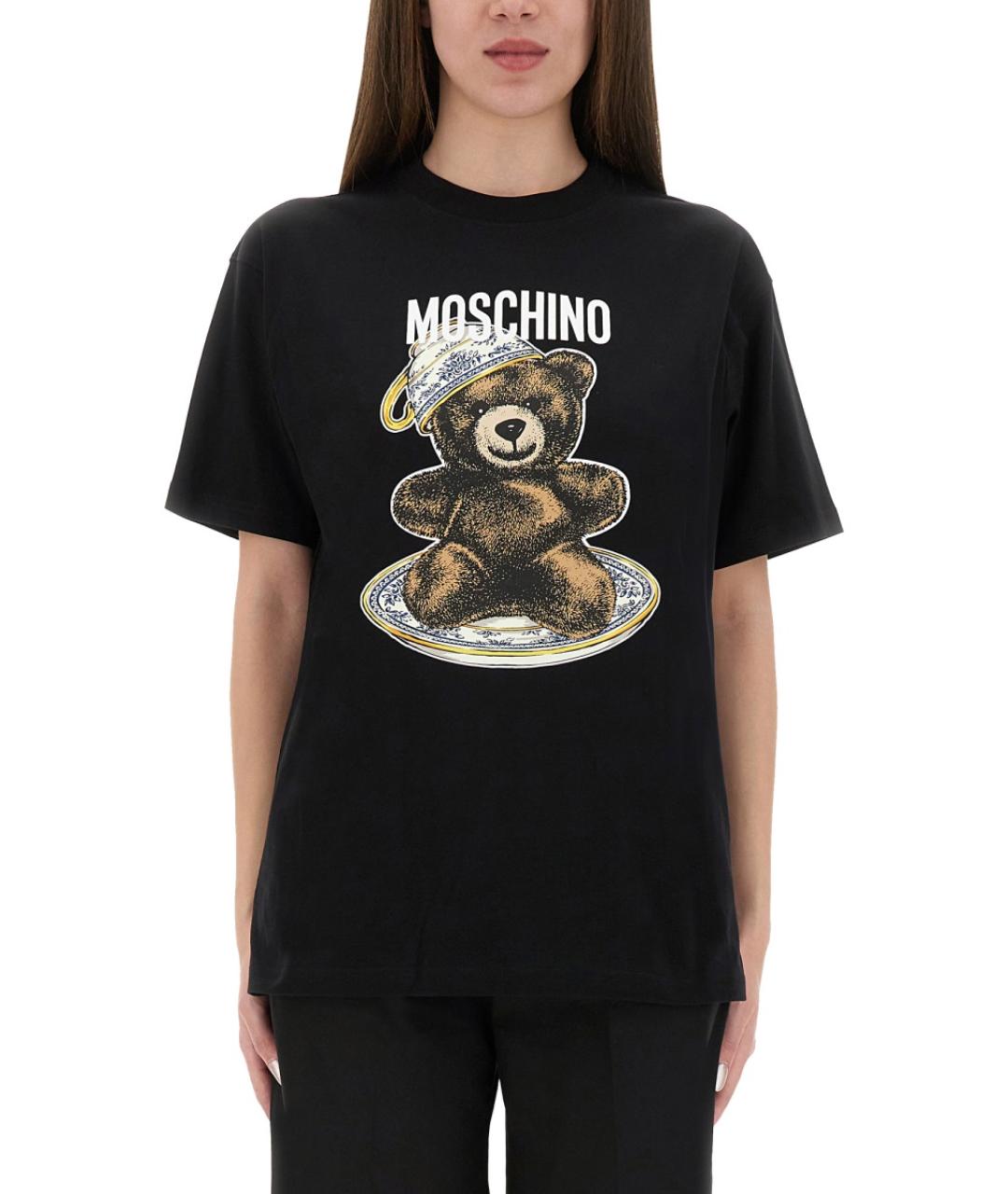 MOSCHINO Черная хлопковая футболка, фото 2