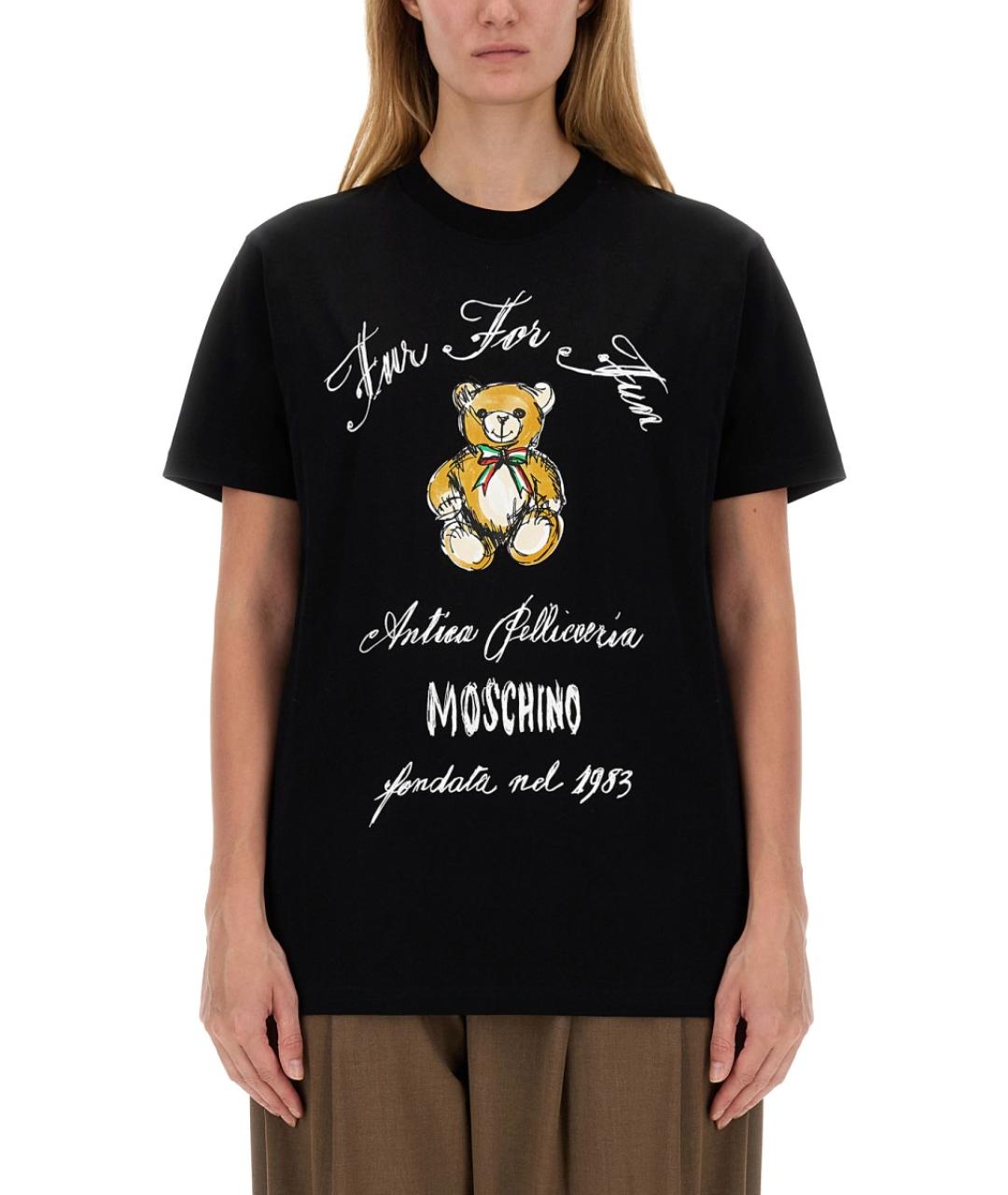 MOSCHINO Черная хлопковая футболка, фото 2