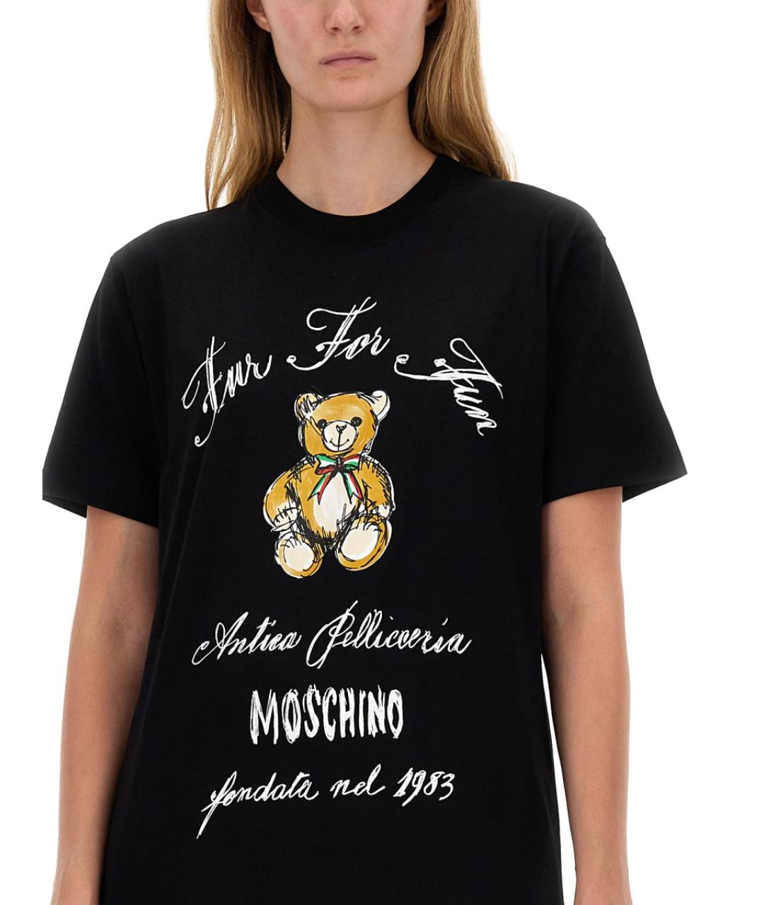 MOSCHINO Черная хлопковая футболка, фото 5