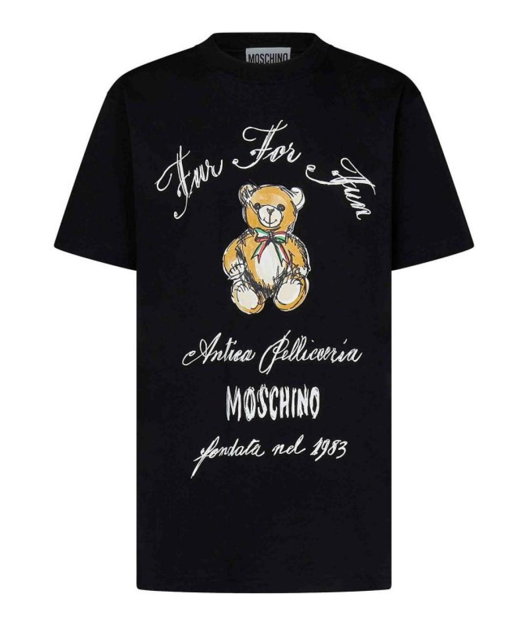 MOSCHINO Черная хлопковая футболка, фото 1
