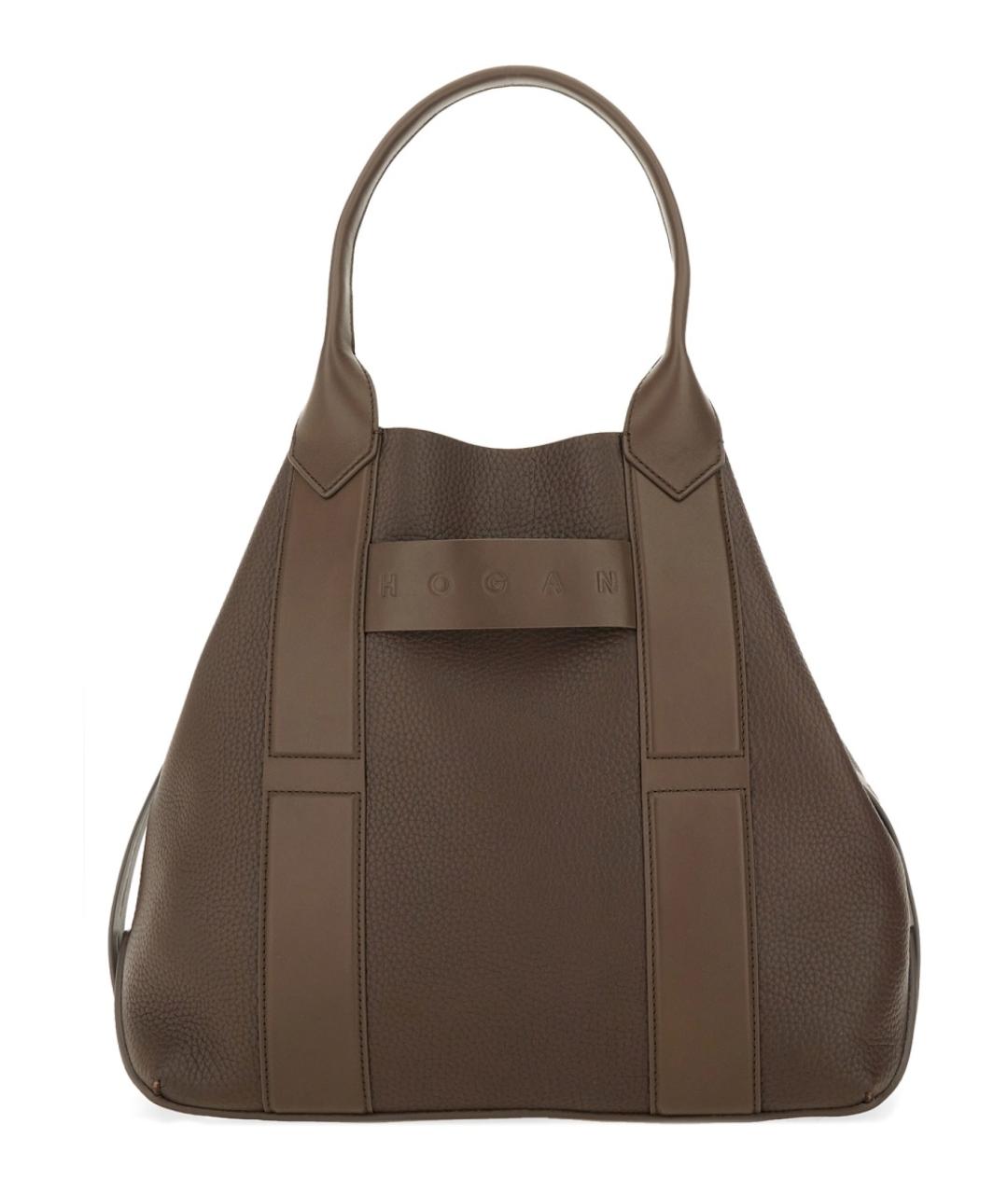 HOGAN Коричневая кожаная сумка тоут, фото 1