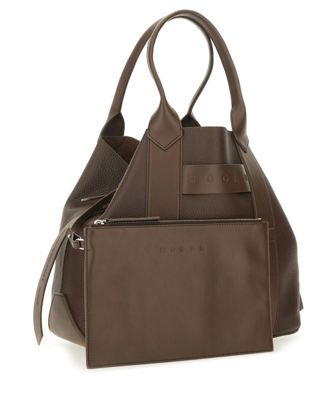 HOGAN Коричневая кожаная сумка тоут, фото 3