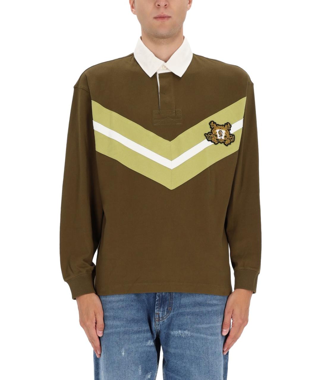 HUGO Зеленые хлопковое поло с длинным рукавом, фото 2