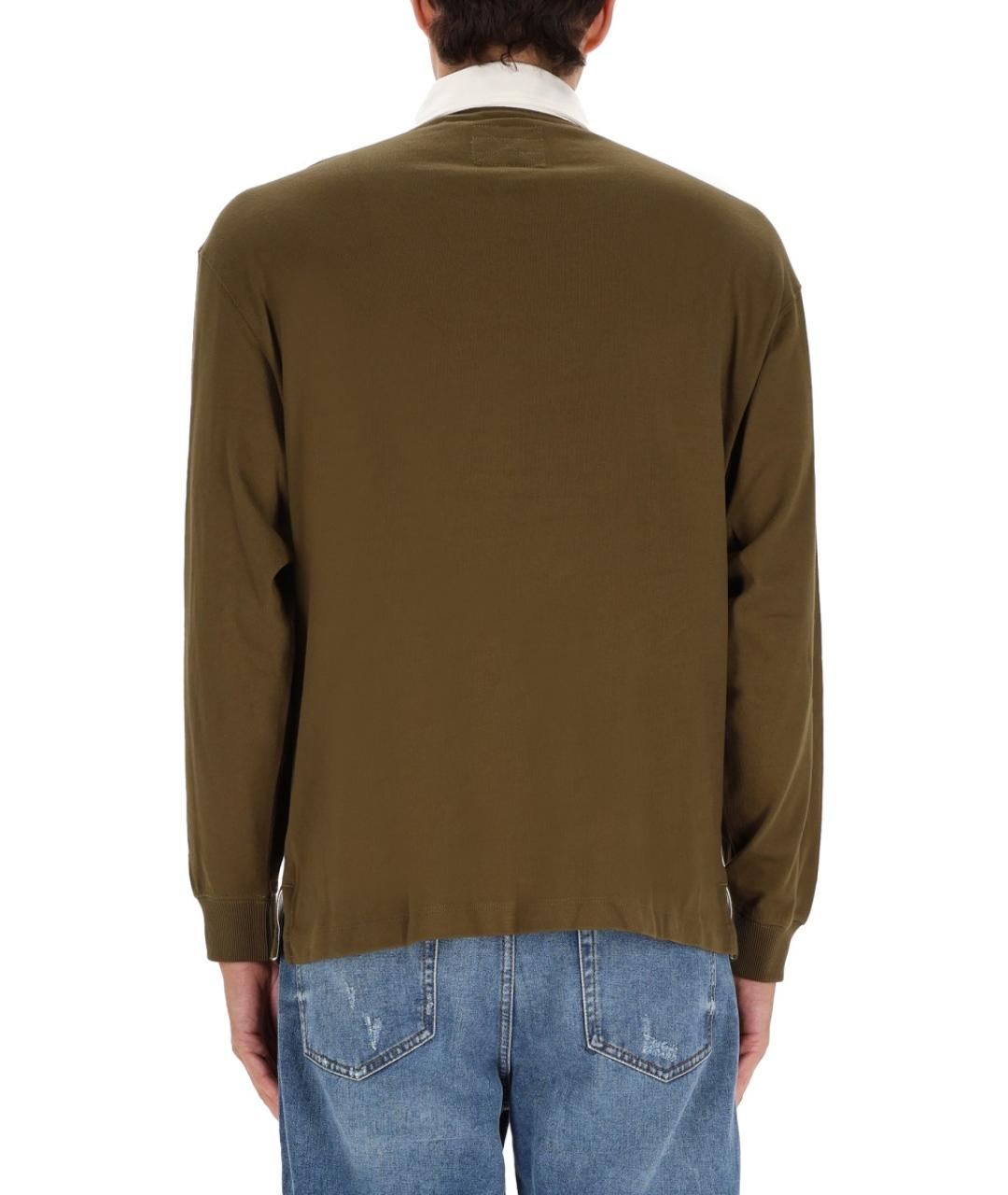 HUGO Зеленые хлопковое поло с длинным рукавом, фото 4